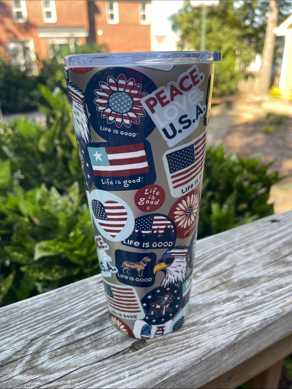 Corkcicle “Life Is Good” Bumper Sticker Americana 24 ounce tumbler-new